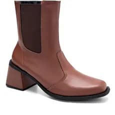 Bota Feminina Lumiss Chelsea Cano Baixo Salto Bloco Médio Bico Quadrado Elástico