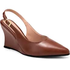 Scarpin Feminino Lumiss Slingback Salto Alto Anabela Confortável Bico Fino Fivela