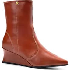 Bota Feminina Lumiss Cano Médio Salto Anabela Baixo Bico Fino Confortável
