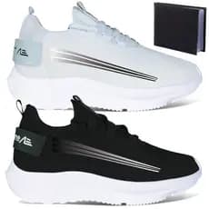 Kit 2 pares Tênis Masculino Leve Confortável Academia + Carteira