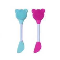 2 Espátulas Escova De Silicone Limpeza Facial Ursinho