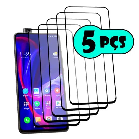 kit Com 5 Películas de Vidro 3D Para Xiaomi Mi 9T / Mi 9T PRO