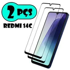 Kit Com 2 Películas de vidro 3D Para Xiaomi Redmi 14C
