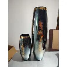 PronTa EnTregA Magnífico vaso de vidro em efeito marmorizado Black dourado Picasso