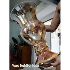 Enorme vaso de luxo Natália 45cm vidro p/ flores âmbar