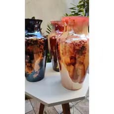 Vasos de vidro efeito marmorizado 30cm alto brilho Florença Premium