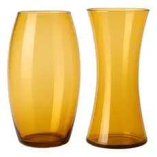 Kit Vaso Vidro Decorativo Romulo E Remulo Ambar 20cm
