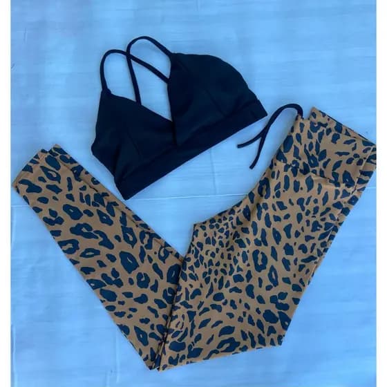 Conjunto onça fitness Top , Short ou Calça Avulso poliamida fitness ( Peças vendidas separadamente)