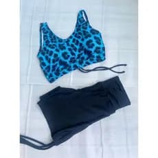 Conjunto onça azul Top ou Short Avulso poliamida fitness ( Peças vendidas separadamente)