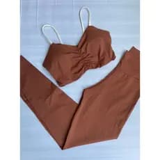 Conjunto marrom fitness Top , Short ou Calça Avulso poliamida fitness ( Peças vendidas separadamente)