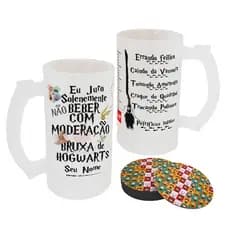 Caneca Chopp Jateada Harry Potter + Porta copo