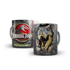 Caneca Jurassic Park World Porcelana Personalizada T Rex Velociraptor Indominus