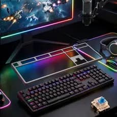 Teclado Mecânico Gamer USB PC Iluminação LED RGB Rainbow Anti-Ghosting ABNT2 Com Fio Switch Blue Para Jogos FPS Notebook