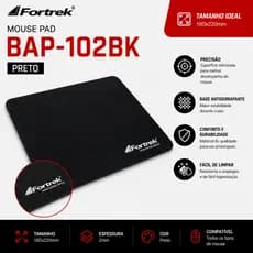 Mouse Pad Basico Simples Escritório 18x22cm (180x220mm) Mousepad BAP102BK Preto FORTREK