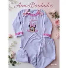 body personalizado com o nome do bebê,body da Minnie,body bordado,body com nome