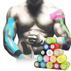 Kit Knesio Tape Fita Elástica Bandagem Funcional 5mx5cm Fisioterapia Rolo Levanta Seios Knesiotape Fita Adesiva