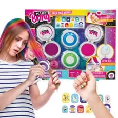 Kit Mechas Coloridas Chapinha Infantil Pinta Cabelo Colorido Presente Menina Criança Natal