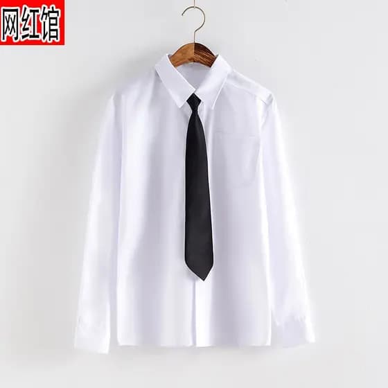 (Liu) (Enviar Gravata) Camisa Masculina Branca De Manga Longa Estilo Rio Casal Camisa Formal Solta