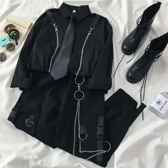 (Liu) Novo Terno Outono Feminino Estudant Vers O Coreana Camisa De Gravata + Cinto De Solta + Cinto De Alto P S Personalizado Macac O