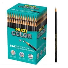 Lápis Escrever Escolar Multicolor Sextavato 2B Preto - Caixa Com 144 Nº 2
