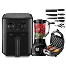 Sanduicheira + Fritadeira Airfryer + Liquidificador Mundial Preto 220V / 110V