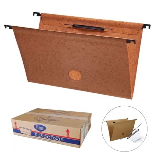 Pasta Suspensa Marmorizada Plástificada Frama Com Grampo e Visor - Caixa C/ 50 Unidades