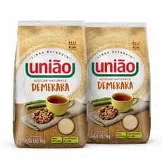 Kit Com 2 Kg Açúcar Demerara União Sem Glúten Naturale Pacote