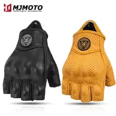 Novas Luvas De Meio Dedo Para Motocicleta Vintage Certificação CE Verão Respirável Anti-Queda Antiderrapante Couro De Ca