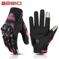 Luvas De Motocicleta AXIO Para Mulheres Motociclismo Com Tela De Toque De Dedo Completo Respirável De Verão Antiderrapantes Pink S-XL