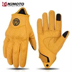 MJMOTO Luvas De Couro Retrô Para Motocicleta Verão Respirável Masculino Nostálgico Clássico Motociclista Proteção Esport