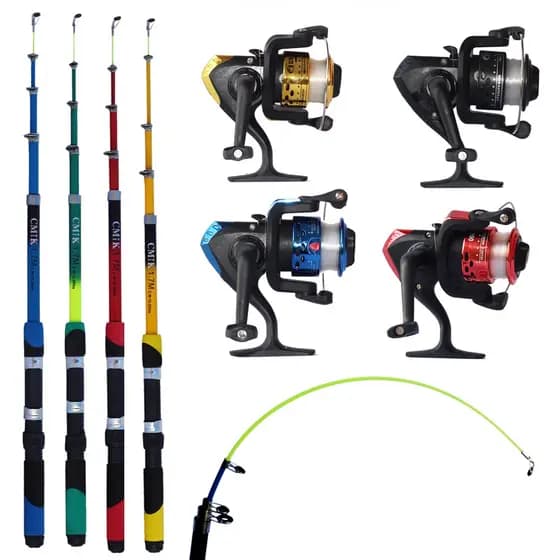 Kit 4 Varas De Pesca Telescópica E Molinete Ultra Light