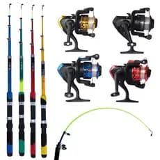 Kit 4 Varas De Pesca Telescópica E Molinete Ultra Light