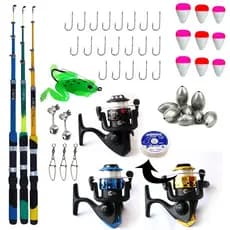 Kit 3 Varas De Pesca Com Molinete Ultra Light Completo Promoçõ