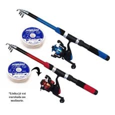 Kit 2 Varas 12-20lbs e 2 Molinetes Promoção Especial Cores Diversas