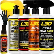 Kit Lavagem Automotiva  Pneu Pretinho Shampoo Higienizador Aromatizante Spray Essência Carro Novo