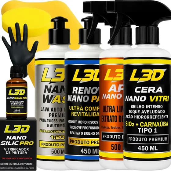 Kit Limpeza Automotiva/ Lavagem e Vitrificação Fácil Aplicação Alto Brilho Proteção Solução Completa