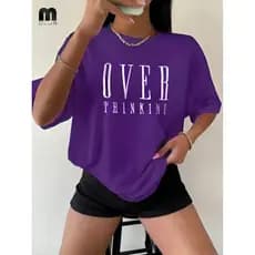 Camiseta Feminina Estampada Streetwear Overthinking 100% Algodão Camisa Modinha