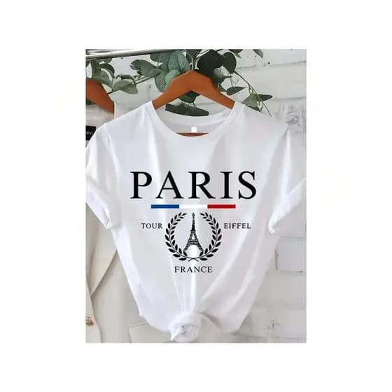 Camiseta Feminina Estampa PARIS MODA 100% Algodão