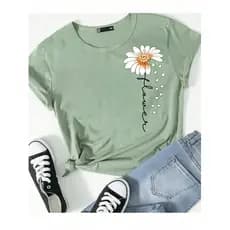 Camiseta T-Shirt Blusa Feminina Flower 100% Algodão Moda Flor