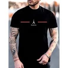 Camiseta Masculina PARIS TORRE 100% algodao manga curta gola redonda