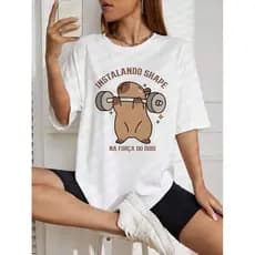 Camiseta de academia CAPIVARA, INSTALANDO O SHAPE, camisa de treino  maromba fitness plus size