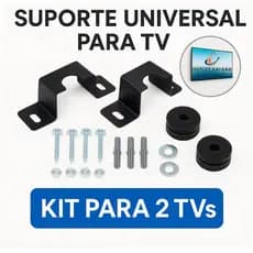 Kit com 2 Suporte Fixo TV Universal 10" a 85" Com Parafusos e Trava de Segurança p/ Parede ou Painel