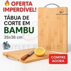 Tabua de corte em bambu para carne, churrasco, alimentos, legumes, frutas Grande 36cm x 26cm