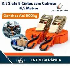 Cinta com Catraca 2, 4 ou 8un Para Amarração transporte com gancho 4,5 metros cada