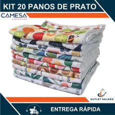 Kit 20 Panos de prato Atoalhado Felpudo Microfibra Estampas Camesa Pano de Copa