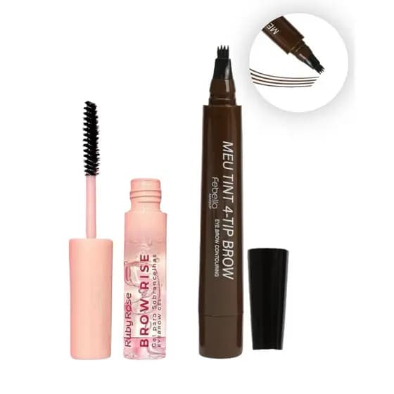 Kit para sobrancelhas - Gel Ruby Rose Brow Rise + Caneta para sobrancelhas Febella