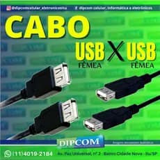 Cabo USB fêmea x USB fêmea e Macho - Cabo Extensor