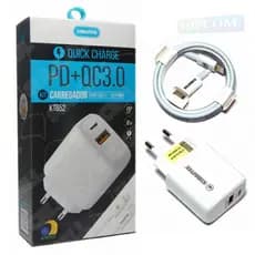 Kit Carregador Lightning/USB-C - Turbo 3.0A - Acompanha Fonte e Cabo - KT652/T110CL Kimaster