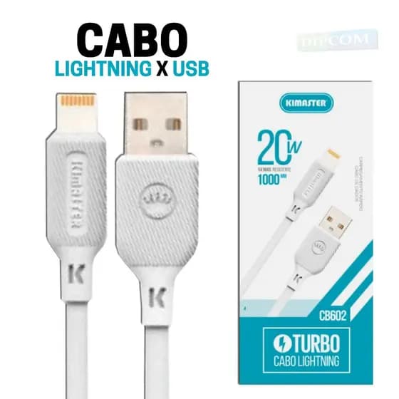 Cabo iPhone Lightning de Carregamento e Dados CB602 Turbo 20W 5A Original Kimaster