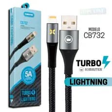Cabo Lightning PREMIUM de Carregamento e Dados CB732 Turbo 5A Reforçado Original Kimaster